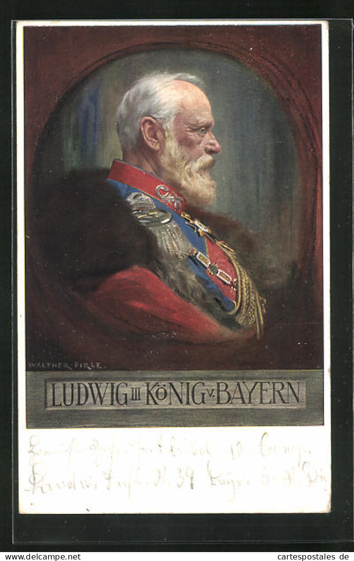 Künstler-AK Portrait König Ludwig III. Von Bayern Im Profil  - Königshäuser