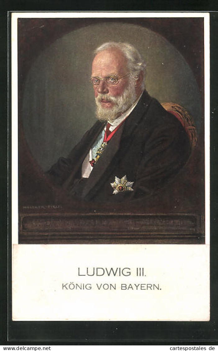 Künstler-AK Portrait König Ludwig III. Von Bayern Im Anzug Mit Orden  - Koninklijke Families