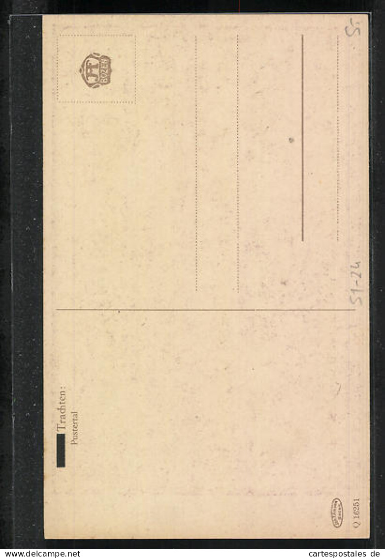 Artista-Cartolina Südtirolerin Aus Dem Pustertal In Volkstracht  - Unclassified