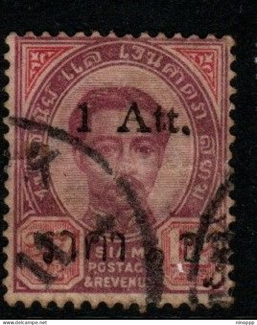 Thailand Cat 56b 1898 Provisional 1 Att On 12 Atts, Used 1st T Roman, - Thaïlande