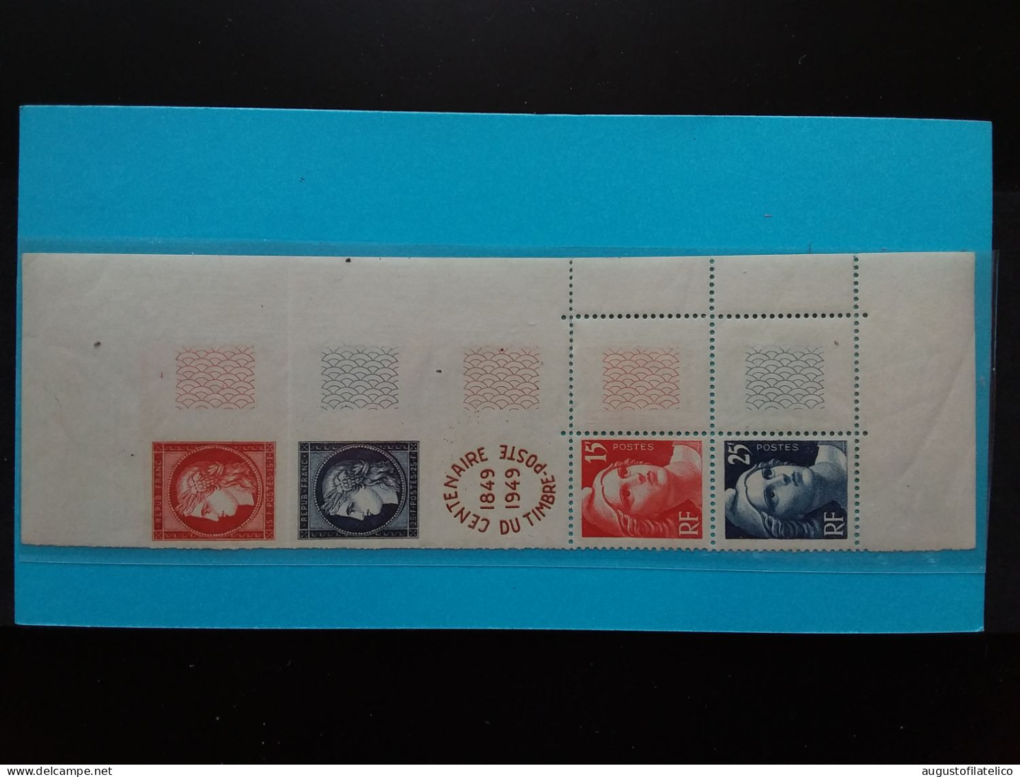 FRANCIA 1949 - Centenario Francobollo Francese - Striscia Nuovi ** (parzialmente Divisa) + Spese Postali - Unused Stamps