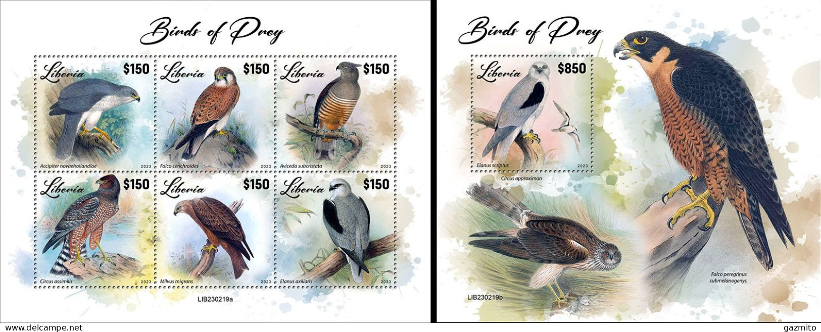 Liberia 2023, Animals, Birds Of Prey, 6val In BF +BF - Aquile & Rapaci Diurni