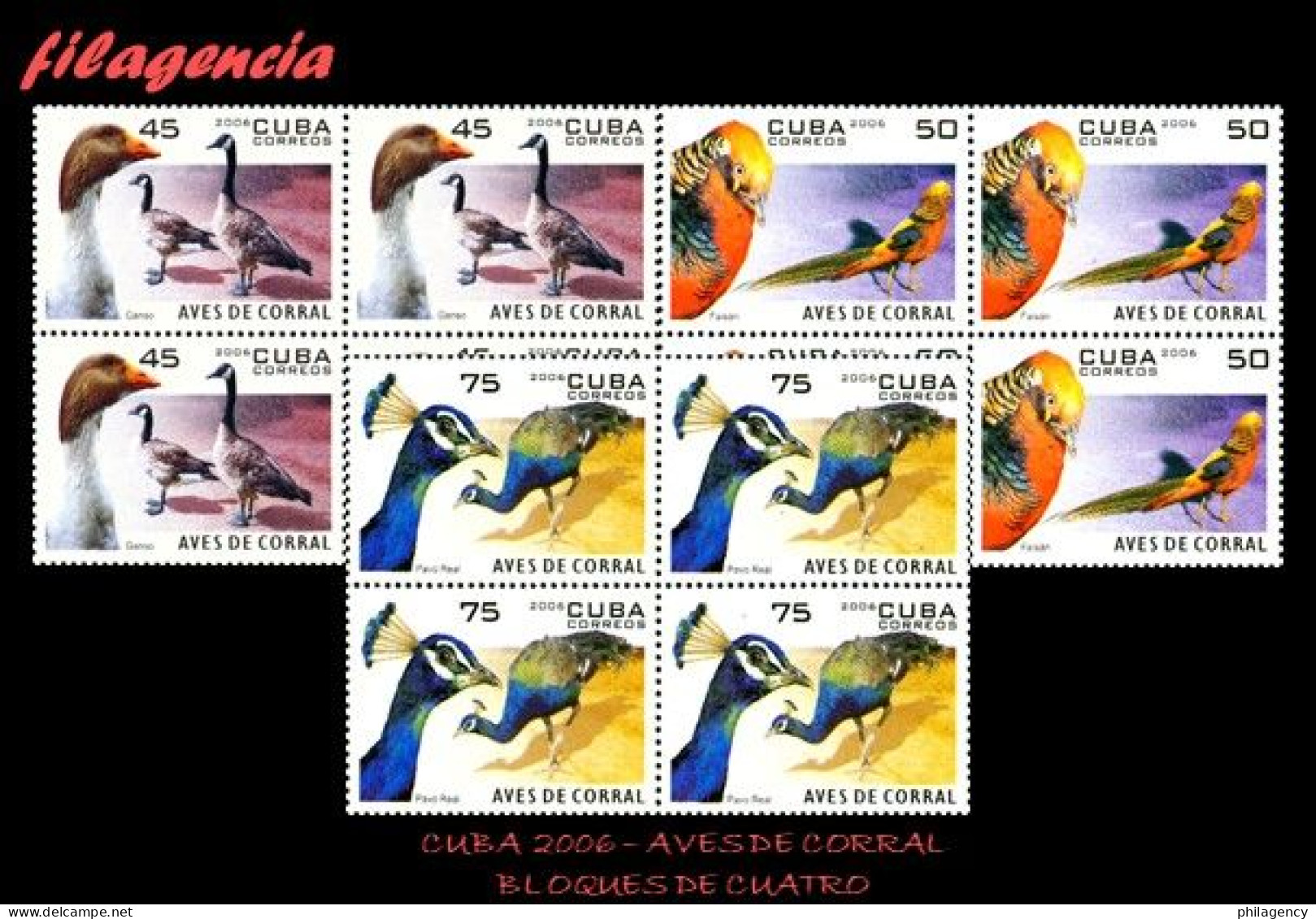 CUBA. BLOQUES DE CUATRO. 2006-13 FAUNA. AVES DE CORRAL - Nuevos