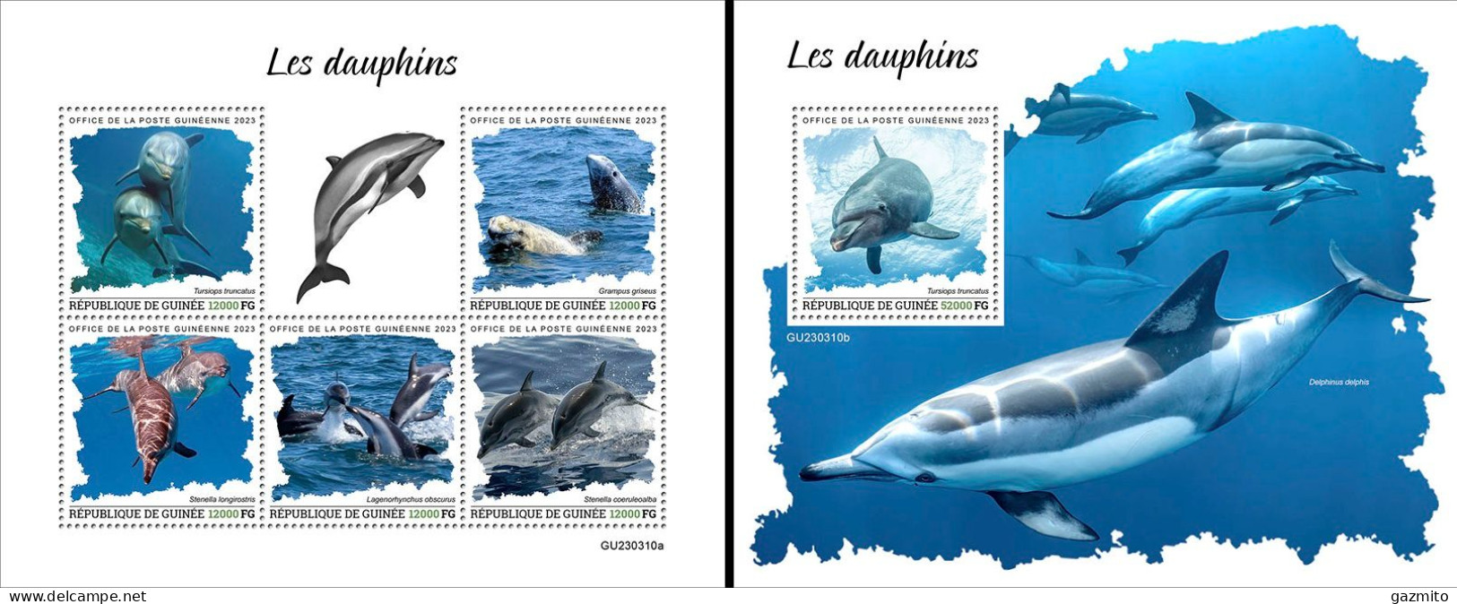 Guinea 2023, Animals, Dolphins, 5val In BF +BF - Guinea (1958-...)