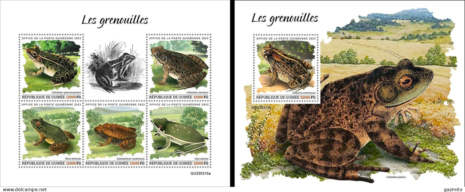 Guinea 2023, Animals, Frogs, 5val In BF +BF - República De Guinea (1958-...)