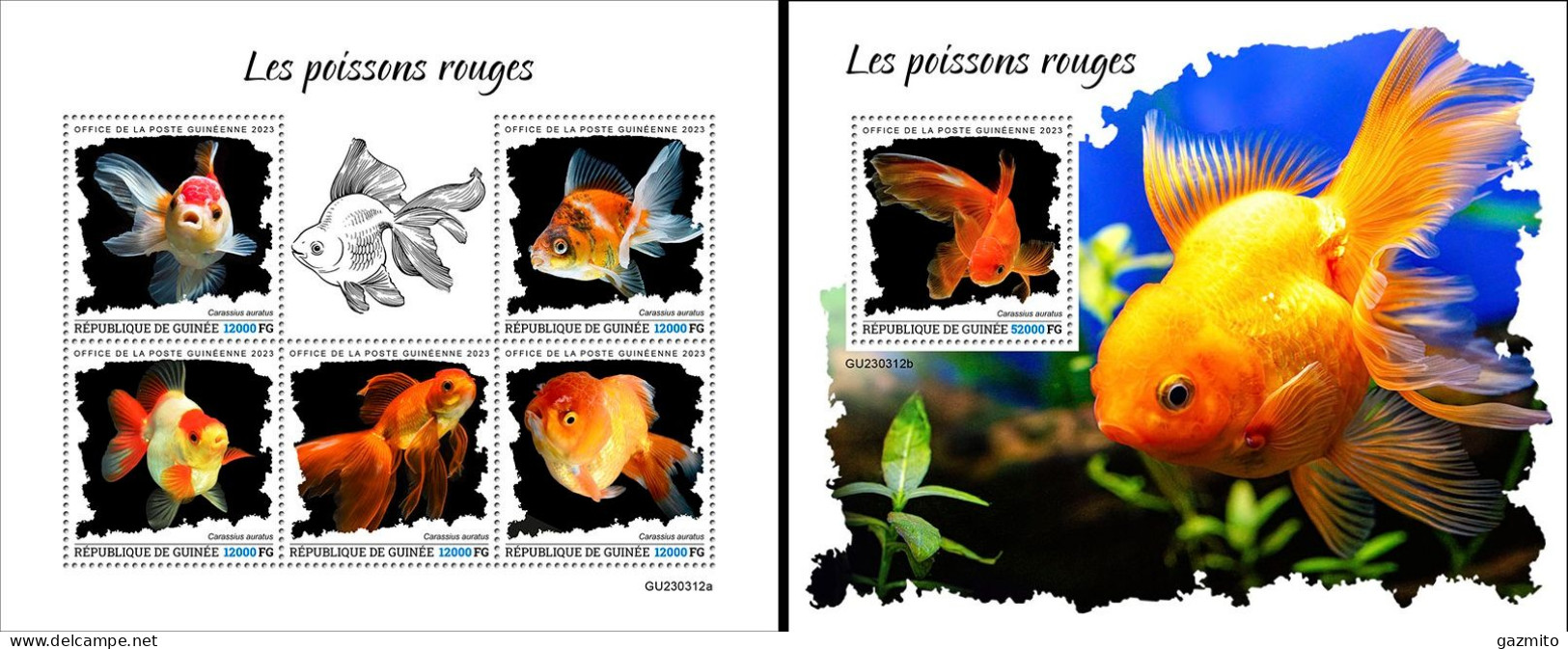 Guinea 2023, Animals, Goldfish, 5val In BF +BF - República De Guinea (1958-...)