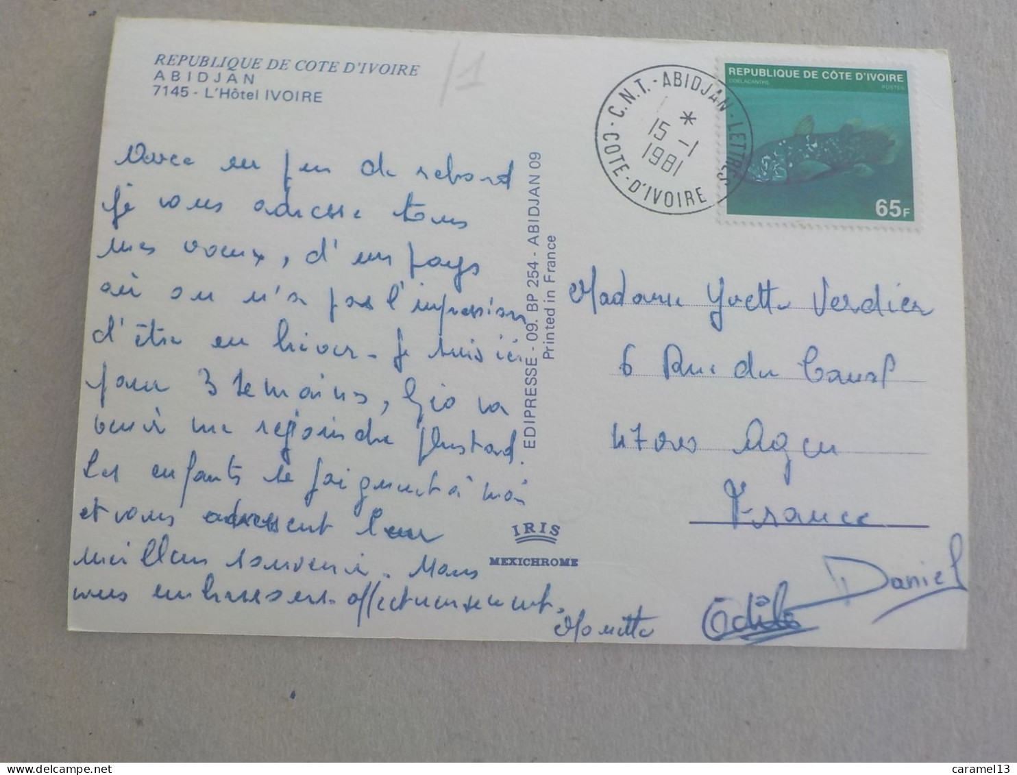 CPSM -  AU PLUS RAPIDE - COTE D IVOIRE - L HOTEL IVOIRE   -  VOYAGEE 1981 BEAU TIMBRE - Costa D'Avorio