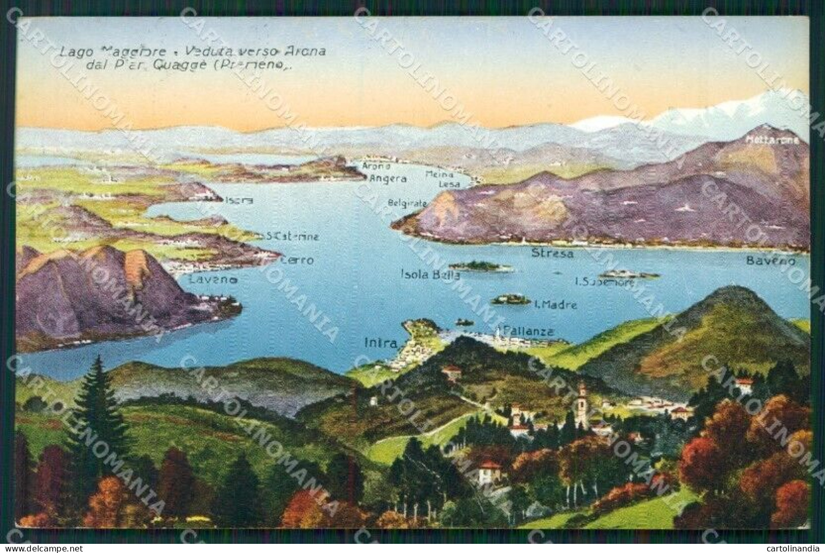 Verbania Lago Maggiore Mappa PIEGHINA Cartolina KV4602 - Verbania