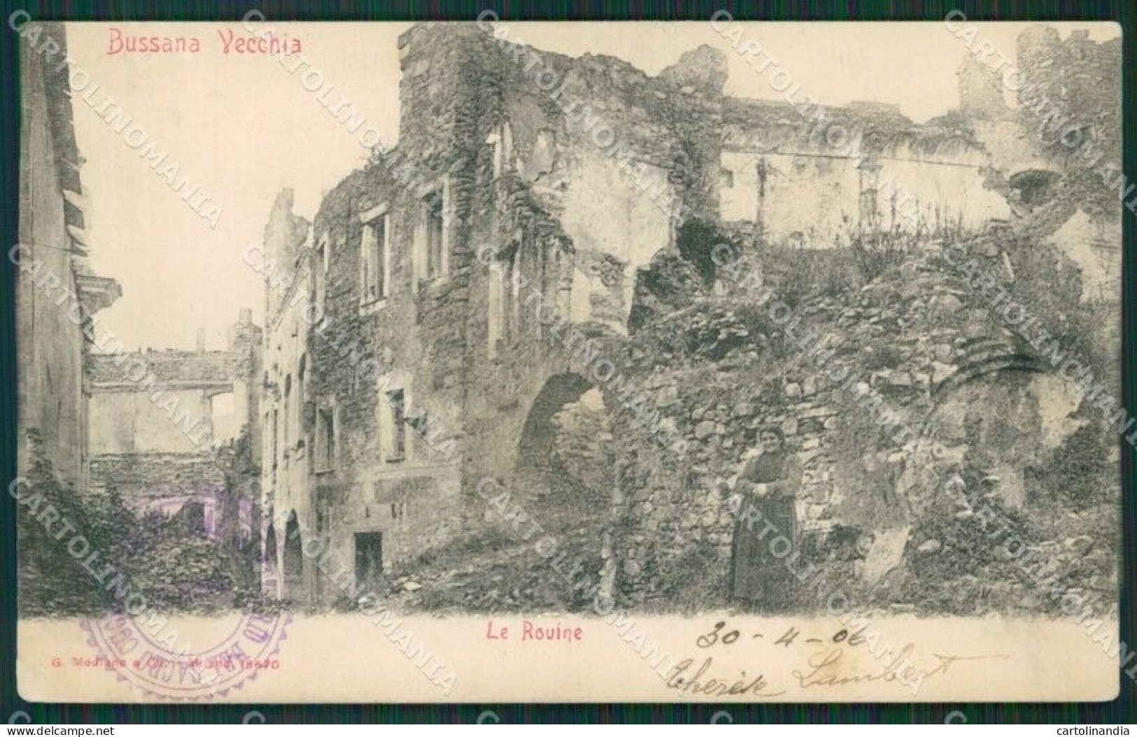 Imperia Sanremo Bussana Vecchia Terremoto PIEGA Cartolina KV4557 - Imperia