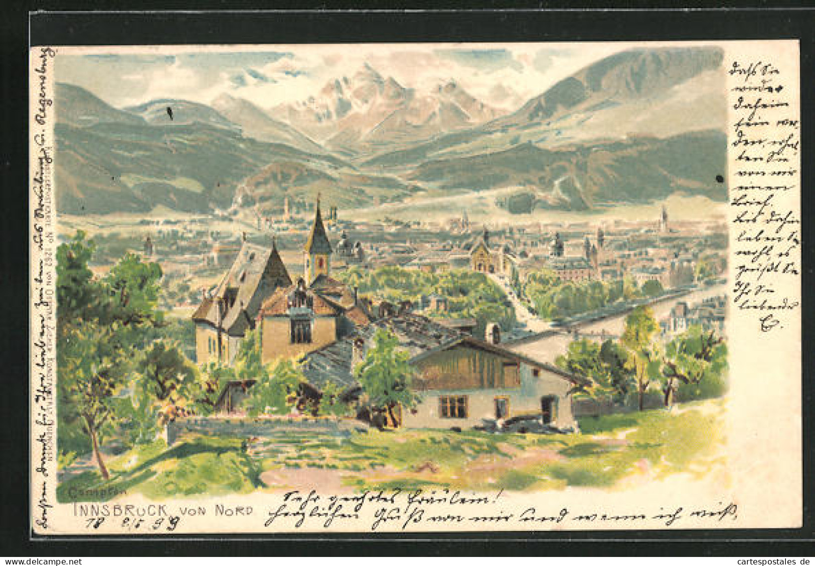 Künstler-AK Edward Theodore Compton: Innsbruck, Totalansicht Von Nord  - Compton, E.T.