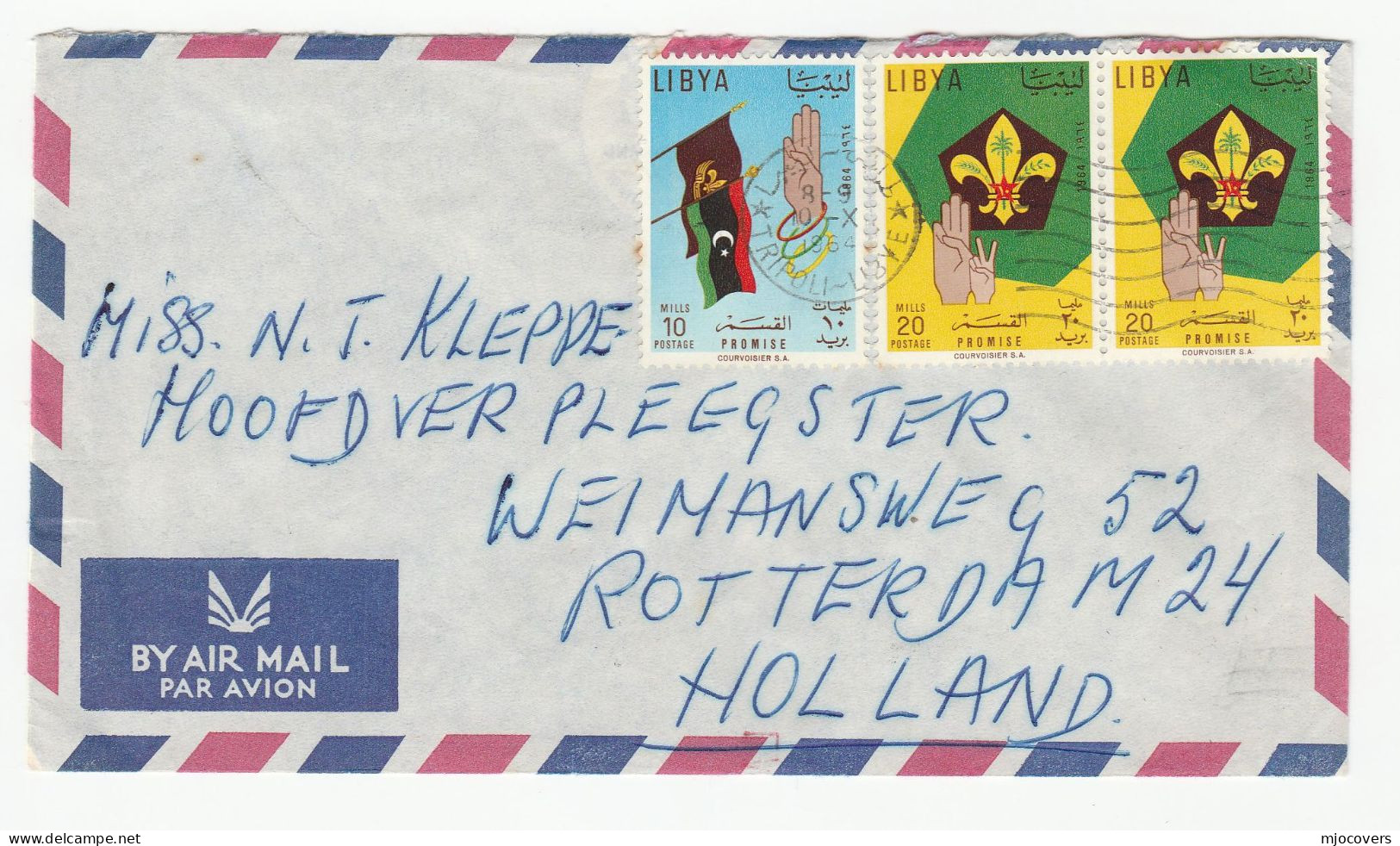 1964 LIBYA Multi SCOUTS Stamps COVER To Netherlands Air Mail Scouting - Libyen