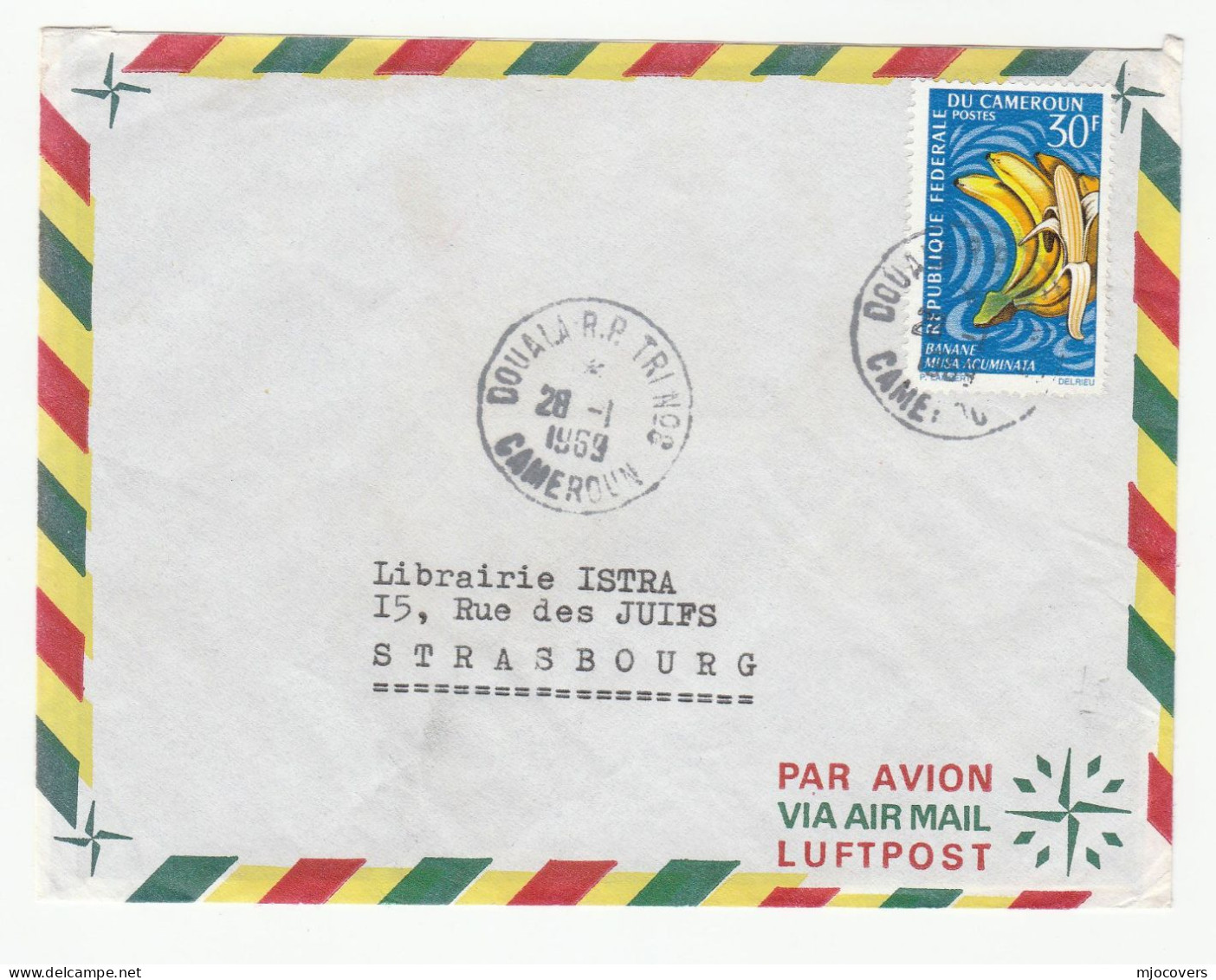 1969 Cameroun BANANA Stamps COVER To France Air Mail  Fruit Cameroon - Camerún (1960-...)