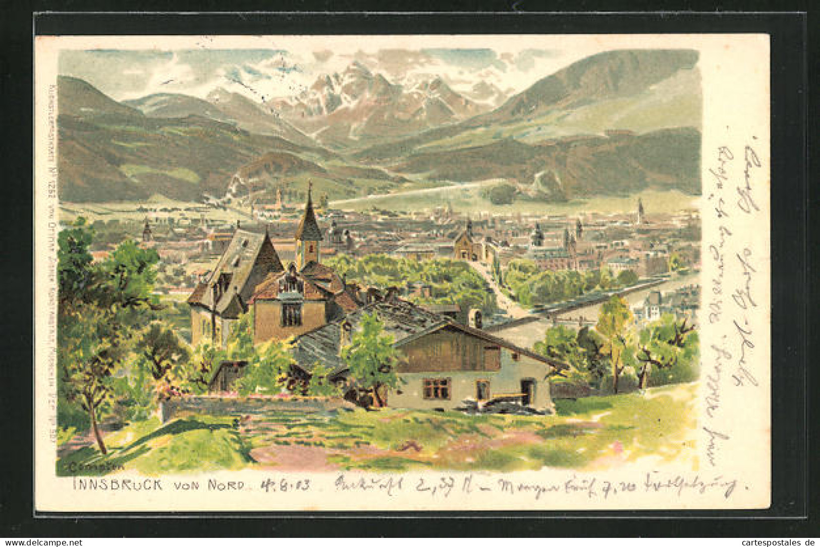 Künstler-AK Edward Theodore Compton: Innsbruck, Totalansicht Mit Bergpanorama  - Compton, E.T.