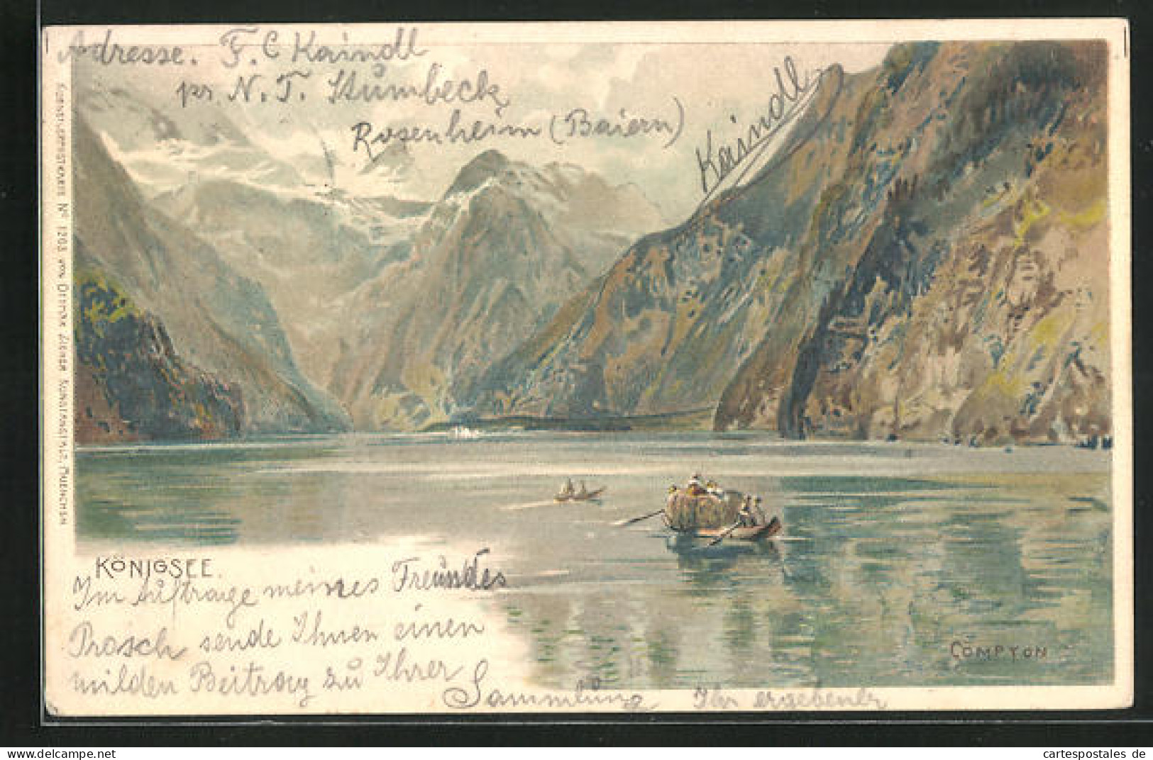 Künstler-AK Edward Theodore Compton: Ruderpartie Auf Dem Königsee  - Compton, E.T.