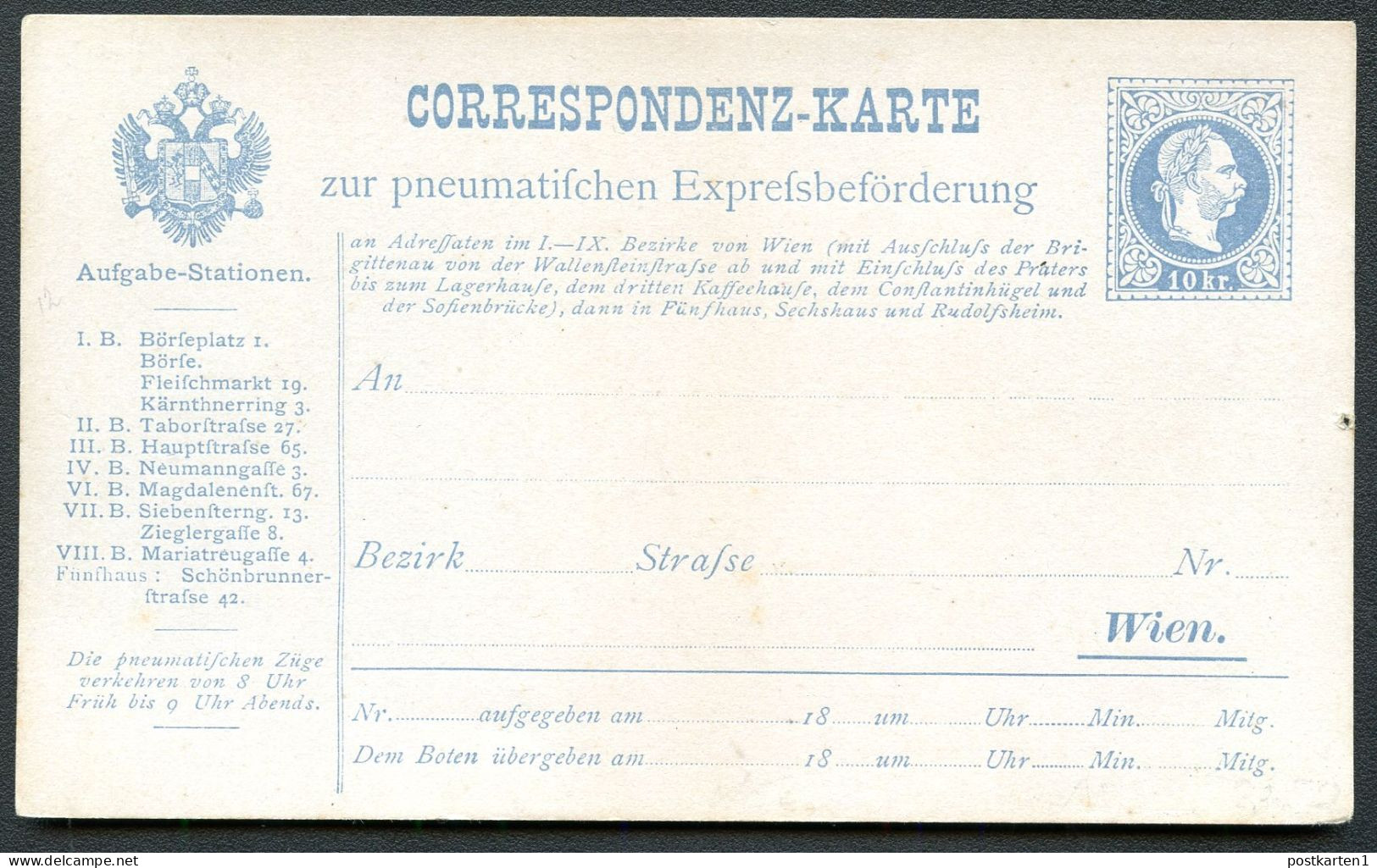 Rohrpost-Postkarte RP3I-ND NEUDRUCK 1894 Kat.45,00€ - Tarjetas