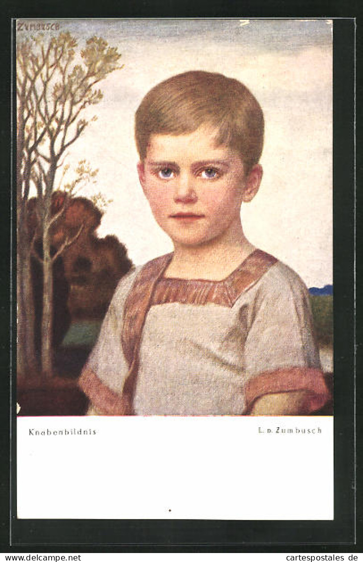 Künstler-AK G. Hirth`s Verlag, Ludwig Von Zumbusch: Knabenbildnis Vor Herbstlichem Hintergrund  - Zumbusch, Ludwig V.