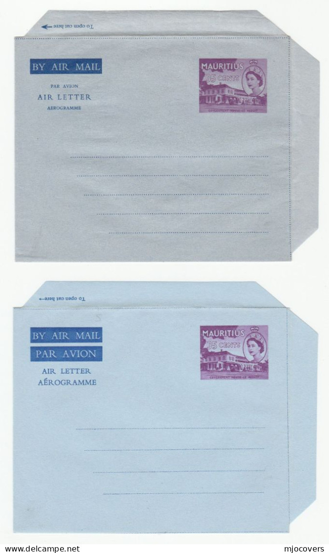 2 Diff 1950s MAURITIUS AEROGRAMME  Postal Stationery Stamps Cover - Maurice (...-1967)