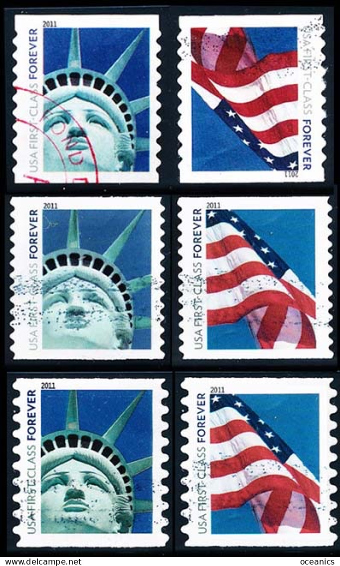 Etats-Unis / United States (Scott No.4486-91 - Statue Of Liberty) (o) Perf. 3 Variety - Gebraucht