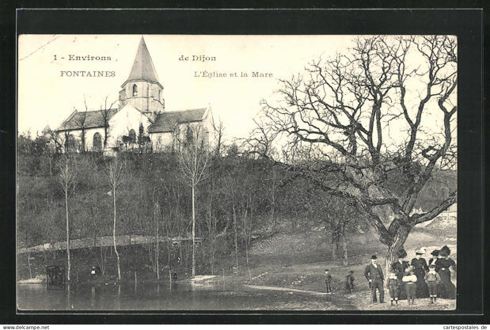 CPA Fontaines, L'Eglise Et La Mare  - Other & Unclassified