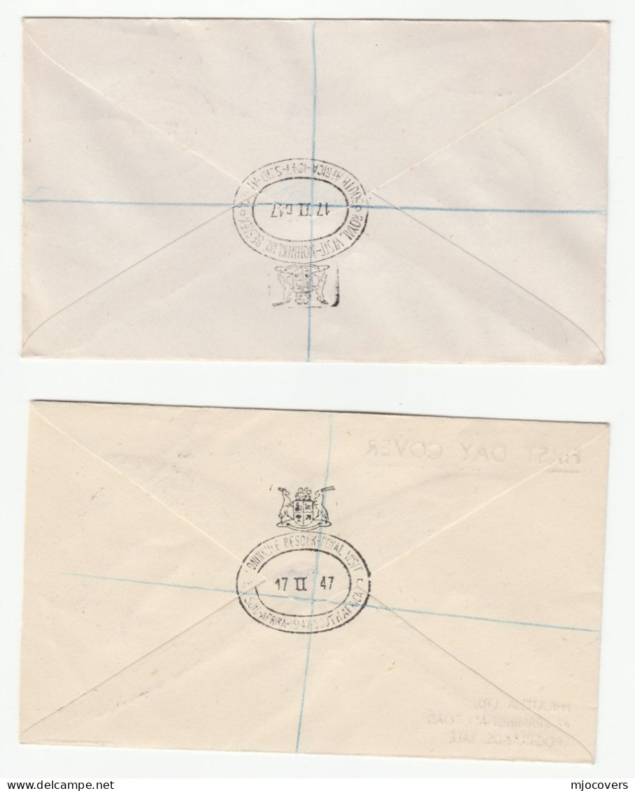 2  FDC 1947 Reg Pretoria 4 & 5,  Royal Visit SOUTH AFRICA Stamps Cover Royalty - FDC