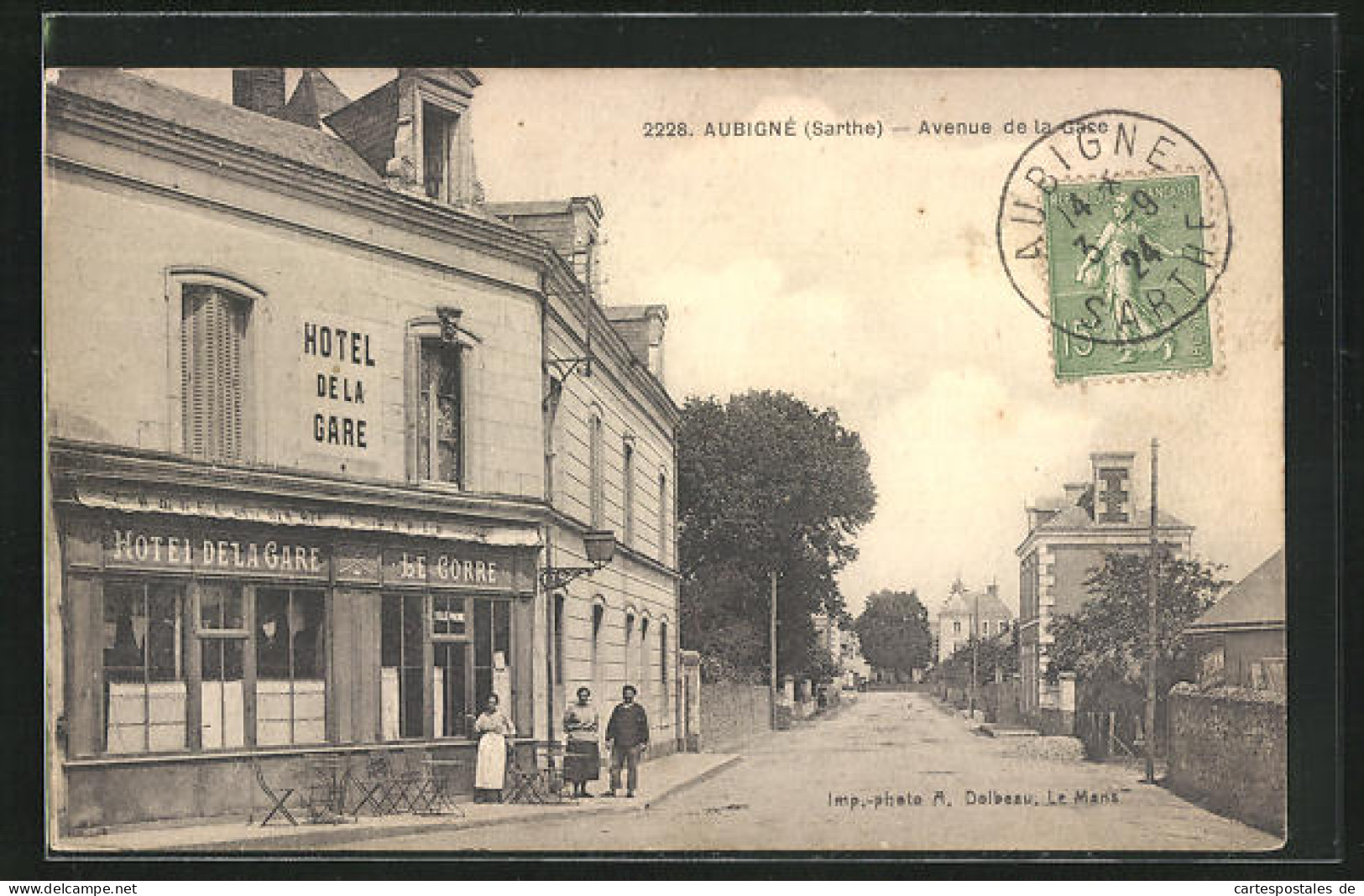 CPA Aubigné, Hotel De La Gare, Avenue De La Gare  - Sonstige & Ohne Zuordnung