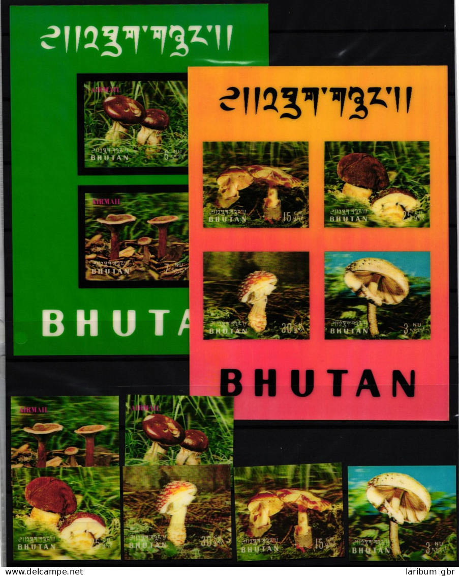 Bhutan 569-574, Block 61 Und 62 Postfrisch Mit Kunststoffüberzug / Pilze #JA778 - Bhután