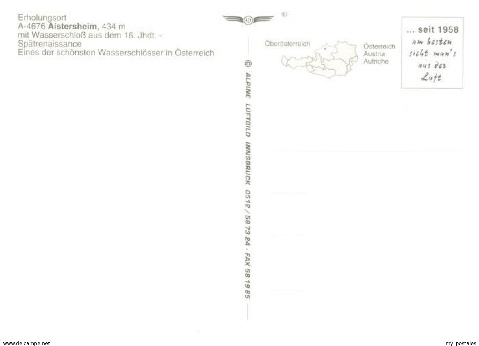 73941150 Aistersheim Fliegeraufnahme Mit Wasserschloss - Other & Unclassified