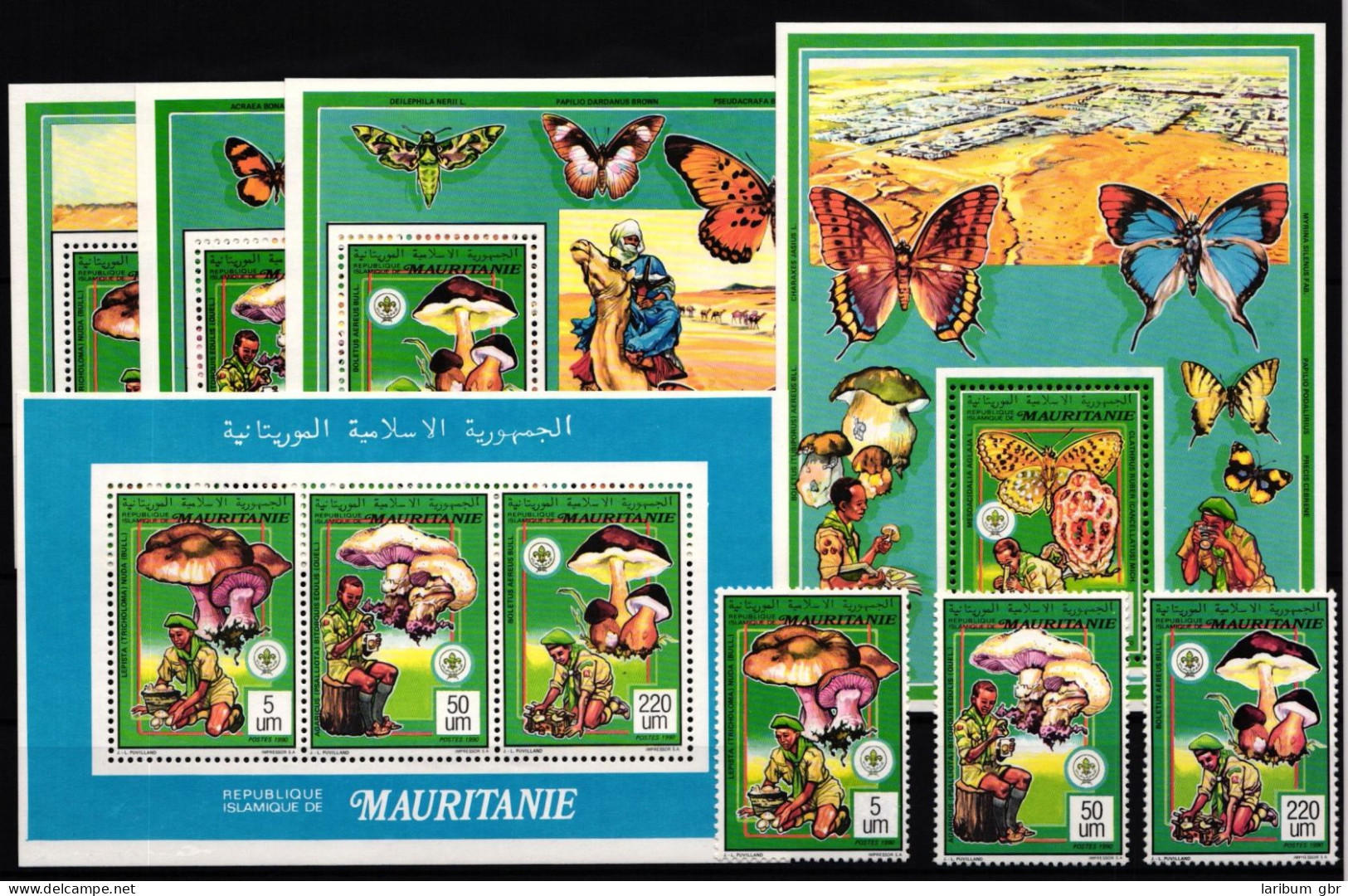 Mauretanien 987, 988 Und 991 Und Block 74 Postfrisch Kleinbogen / Pilze #JA612 - Mauretanien (1960-...)