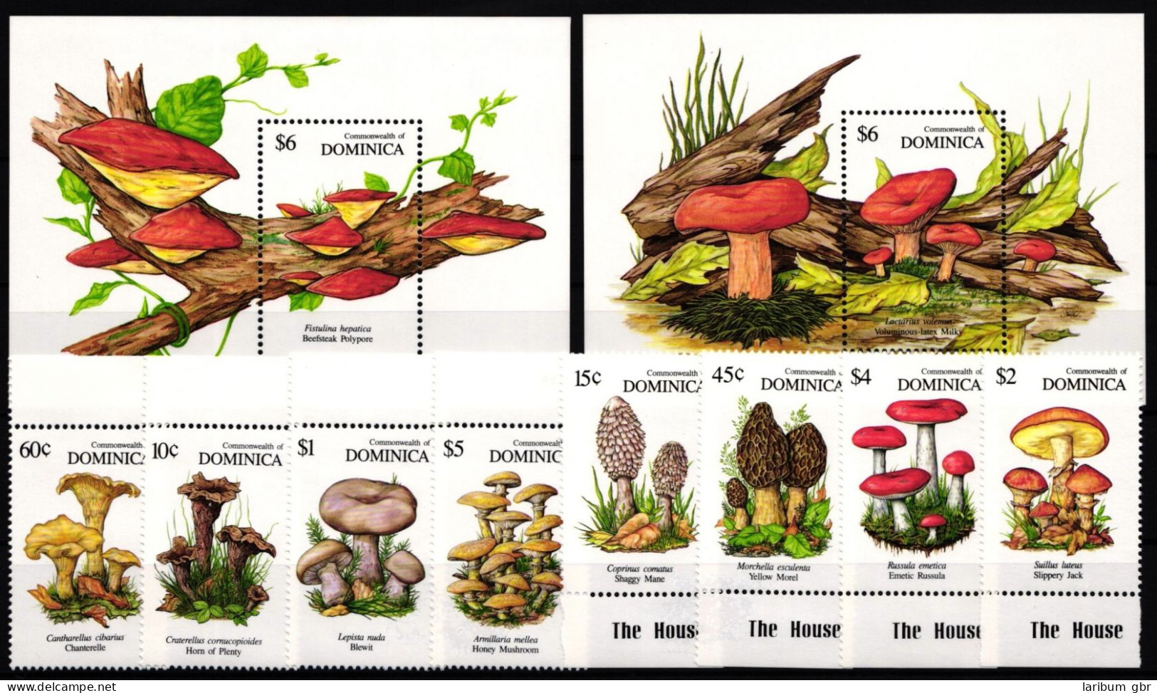 Dominica 1394-1401 Und Block 182 Und 183 Postfrisch Pilze #JA769 - Dominica (1978-...)