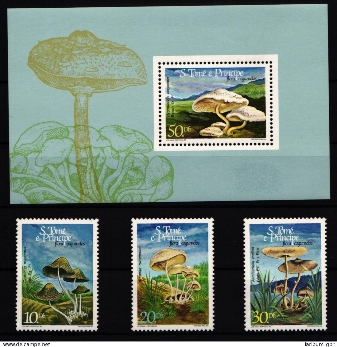 Sao Tome E Principe 937-939 Und Block 161 Postfrisch Pilze #JA648 - Sao Tomé E Principe