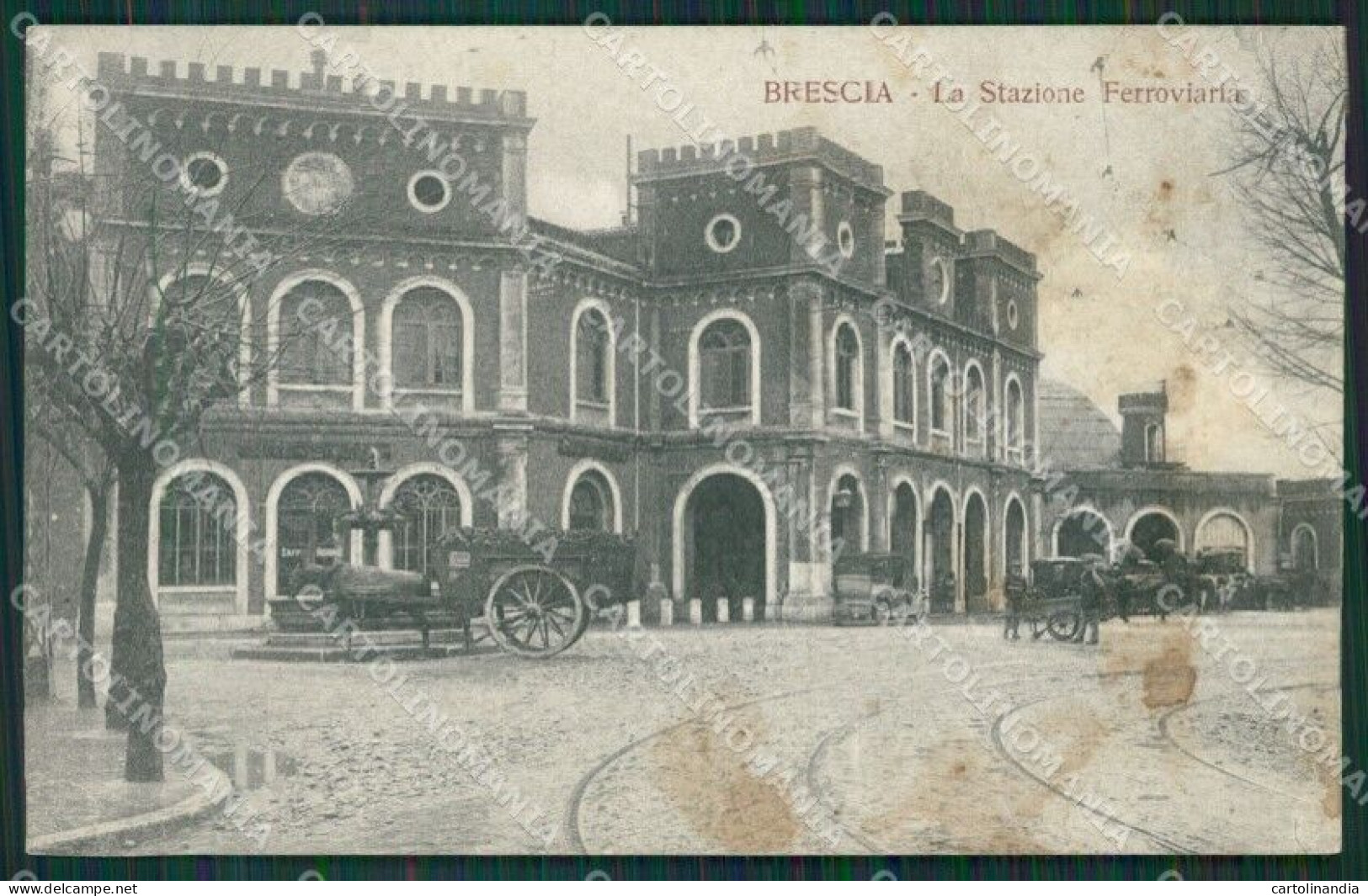 Brescia Città Stazione MACCHIATA Cartolina KV4464 - Brescia