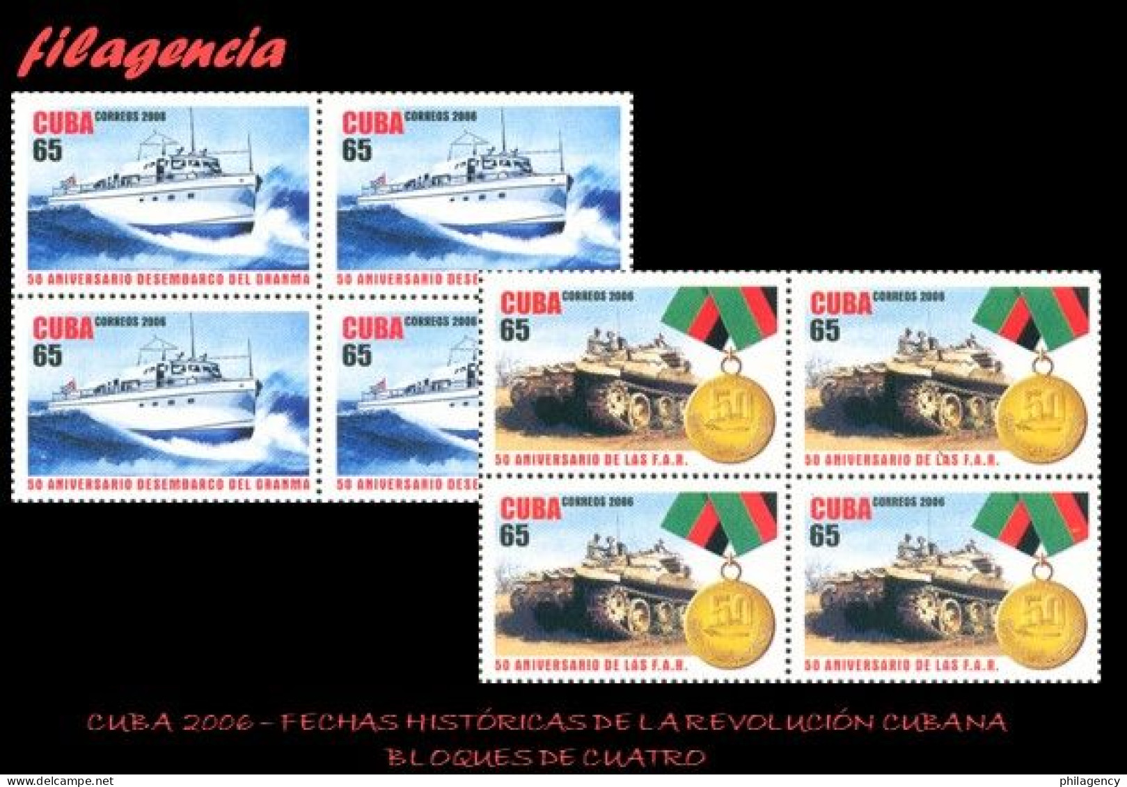 CUBA. BLOQUES DE CUATRO. 2006-32 CINCUENTENARIO DE FECHAS HISTÓRICAS DE LA REVOLUCIÓN CUBANA - Unused Stamps