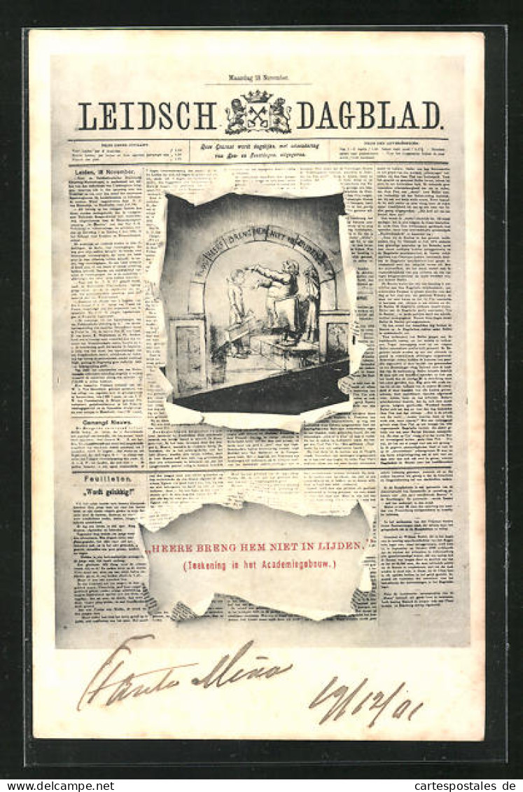AK Leiden, Leidisch Dagblad 15.11.1901, Heere Breng Hem Niet In Lijden  - Leiden