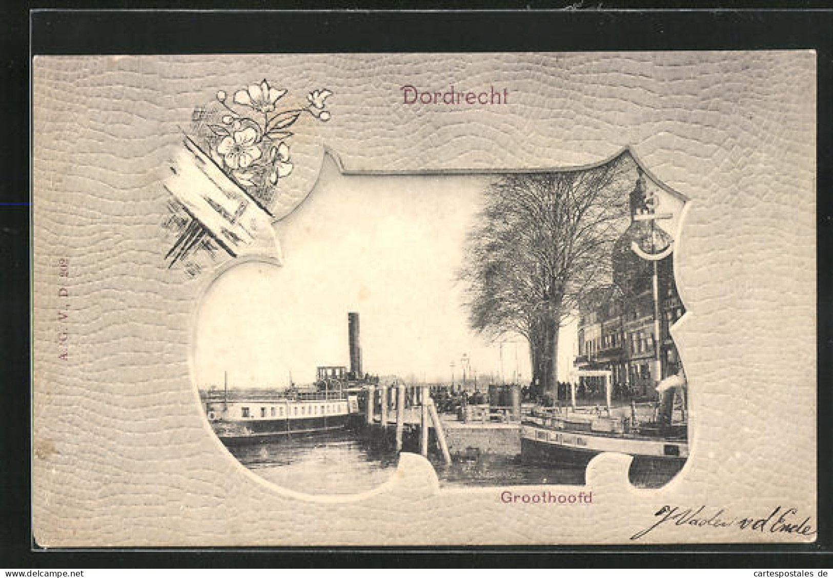 Passepartout-AK Dordrecht, Grootehoofd, Hafen  - Dordrecht