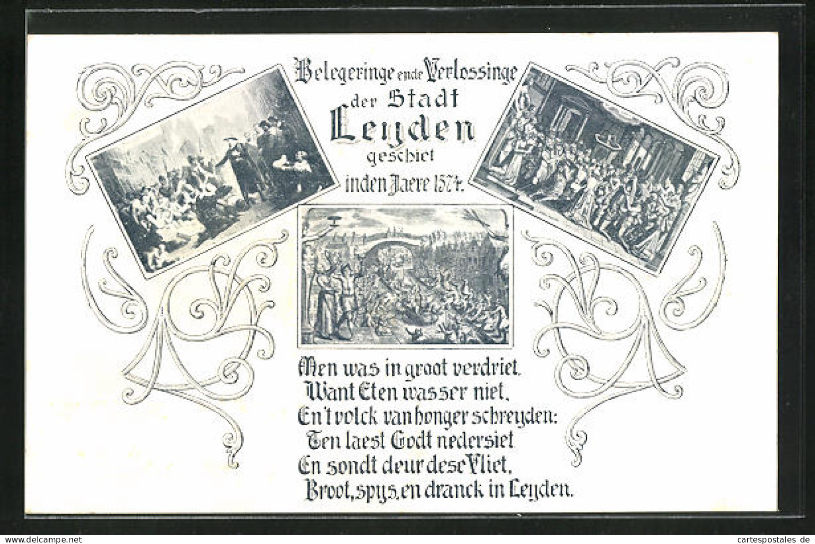 Künstler-AK Leyden, Belegeringe Ende Verlossinge Der Stadt Leyden Geschiet In Den Jaere 1574  - Other & Unclassified