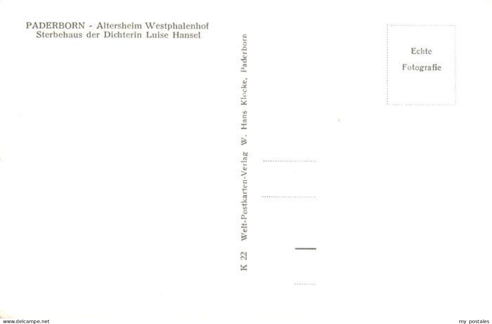 73899664 Paderborn Altersheim Westphalenhof Sterbehaus Der Dichterin Luise Hanse - Paderborn