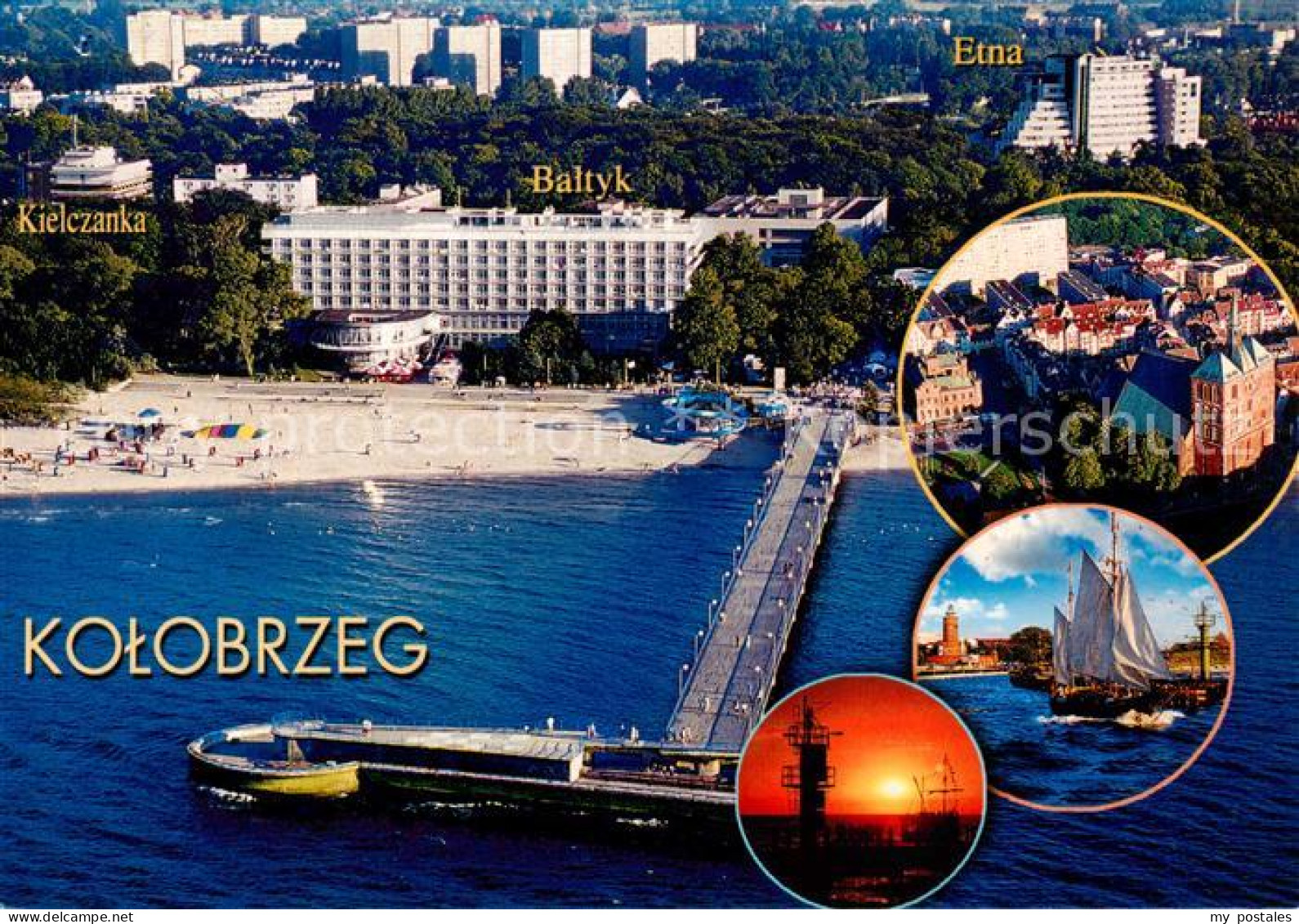 73861666 Kolobrzeg Kolberg Ostseebad PL Hotels Am Strand Seebruecke Luftaufnahme - Polonia