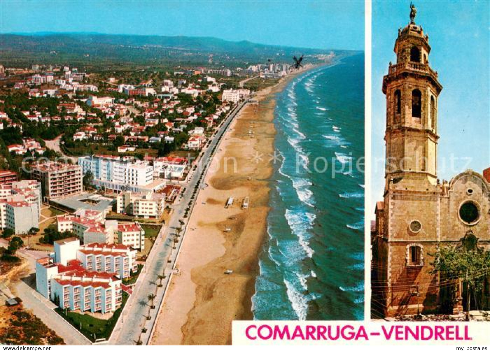 73861620 Comarruga Vendrell Costa Dorada ES Playa Iglesia Strand Luftaufnahme Ki - Other & Unclassified