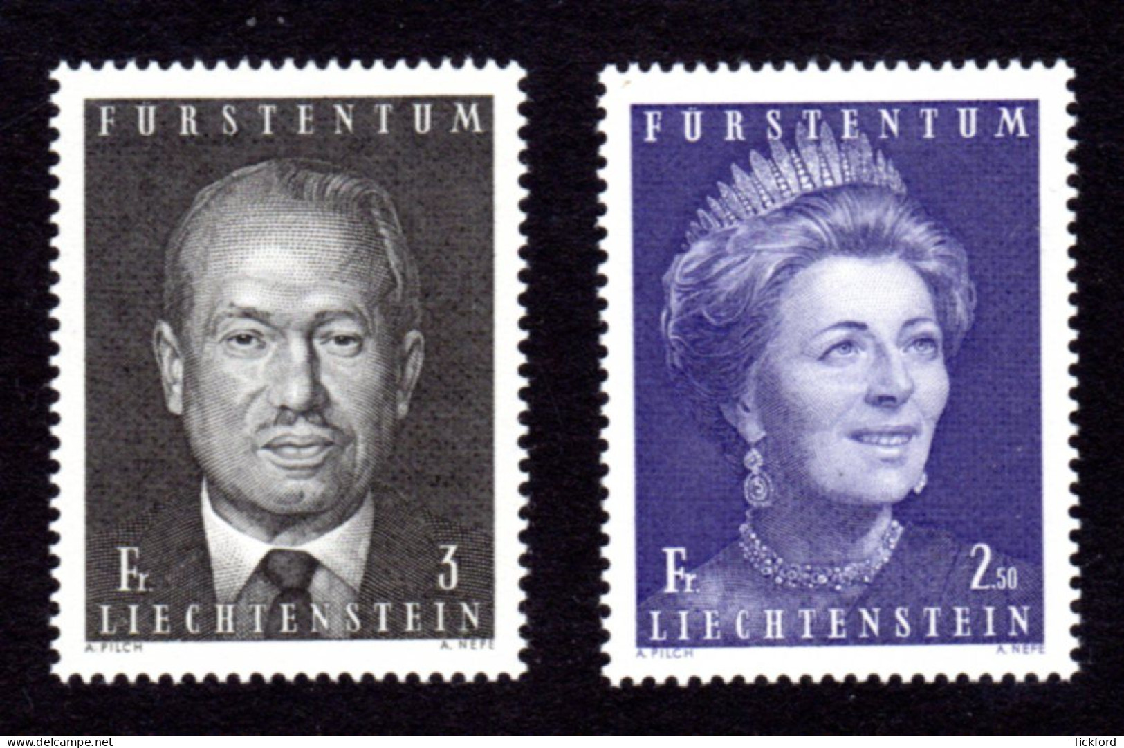 LIECHTENSTEIN 1970 - Yvert N° 479 Et 488 - NEUF ** LUXE / MNH - Prince François Joseph II Et Princesse Georgine, TB - Neufs