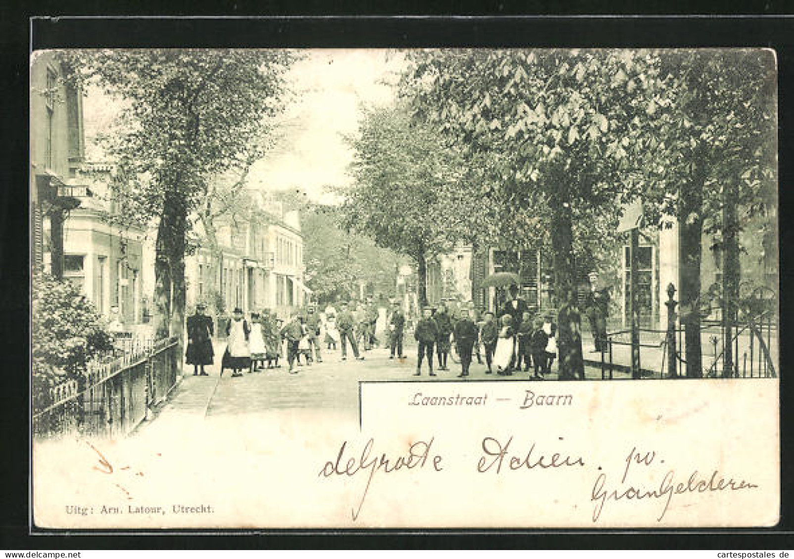 AK Baarn, Laanstraat, Einwohner Auf Der Strasse  - Baarn