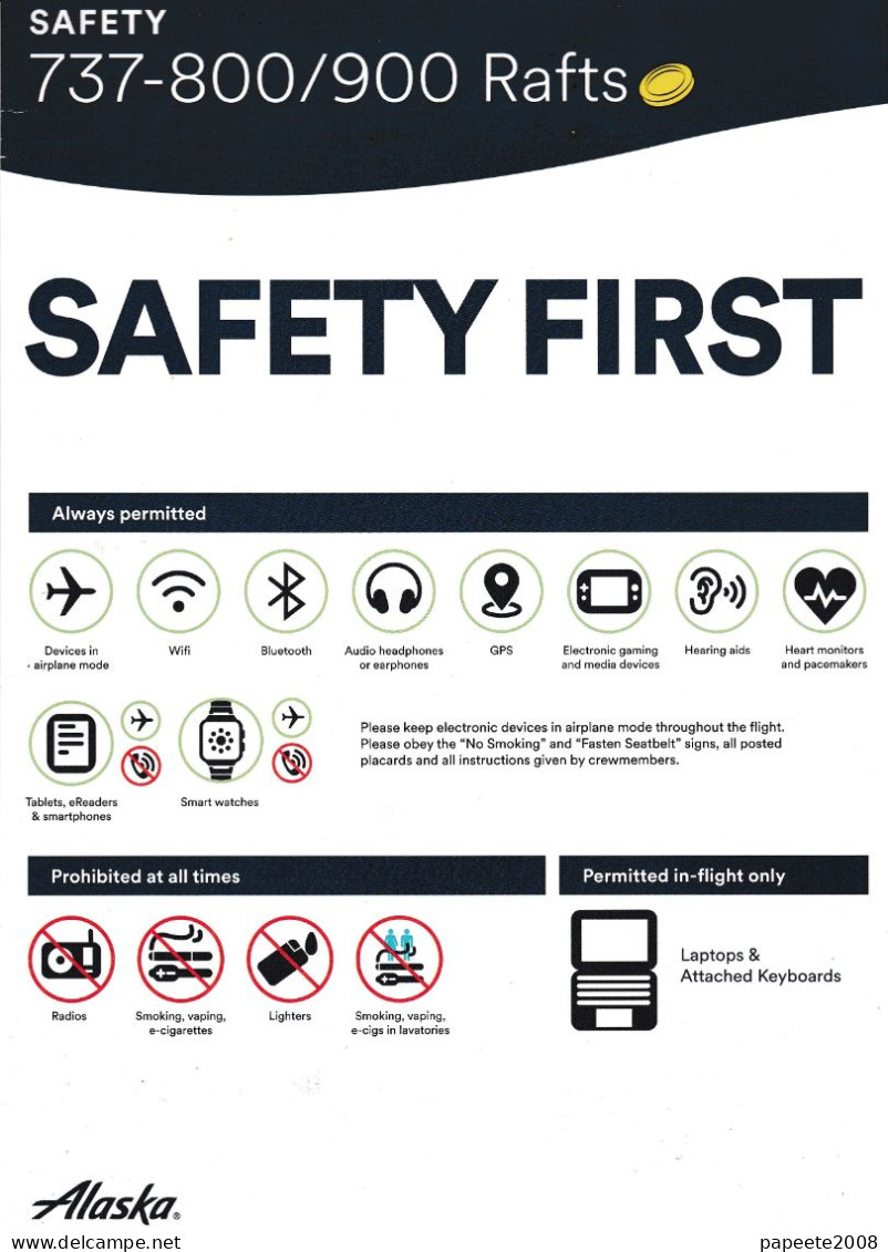 Alaska Airlines / 737-800 /900 De 20232020 / Consignes De Sécurité / Safety Card (grand Format) - Scheda Di Sicurezza