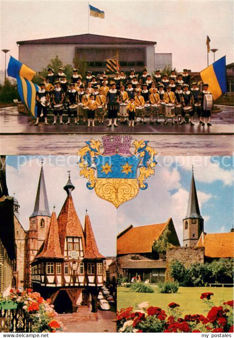 73859619 Michelstadt Fanfarenzug Vor Der Odenwaldhalle Rathaus Partie Im Stadtga - Michelstadt