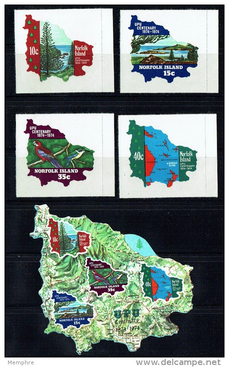 1974  Centenaire De L'UPU  Série Complète Avec Bloc-feuillet  Autoadhésifs - Isla Norfolk