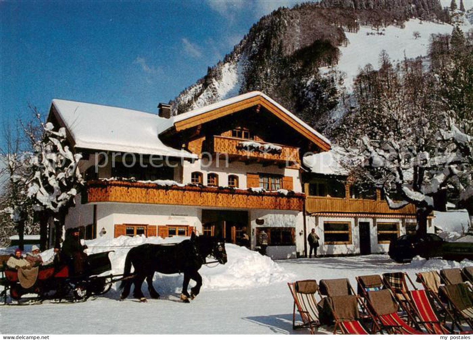 73859363 Oberstdorf Berggasthof Spielmannsau Im Winter Pferdeschlitten Oberstdor - Oberstdorf