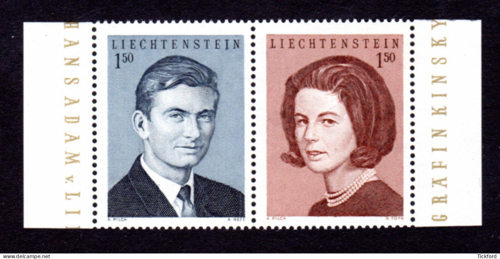 LIECHTENSTEIN 1967 - Yvert N° 426/427 - NEUF ** LUXE / MNH - Mariage Princier, TB - Neufs