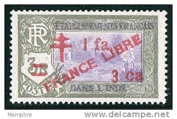 INDE Surcharge «Croix De Lorraine Et FRANCE LIBRE» 1 Fa 3 Ca Sur 3R   Maury  256  ** - Unused Stamps