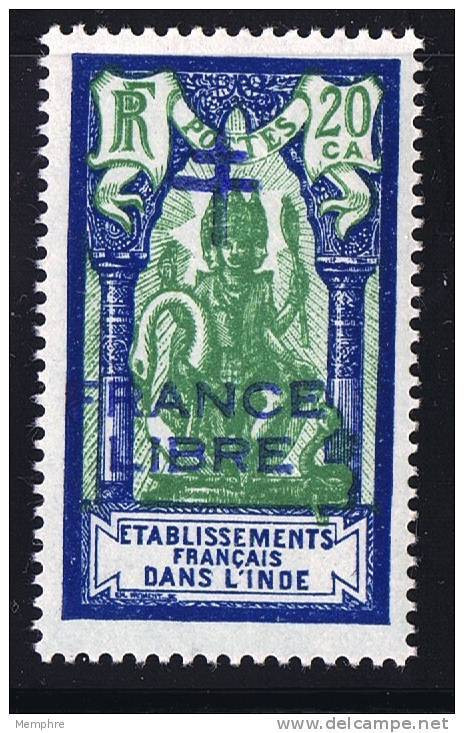 INDE Surcharge »Croix De Lorraine Et FRANCE LIBRE»  Yv 182a Surcharge Bleue   ** - Unused Stamps