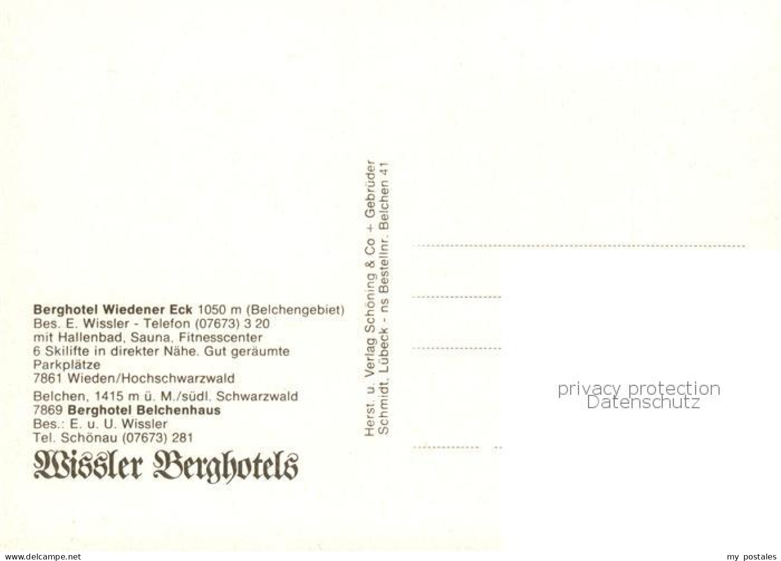 73859275 Wieden Schwarzwald Berghotel Wiedener Eck Berghotel Belchenhaus Wissler - Sonstige & Ohne Zuordnung