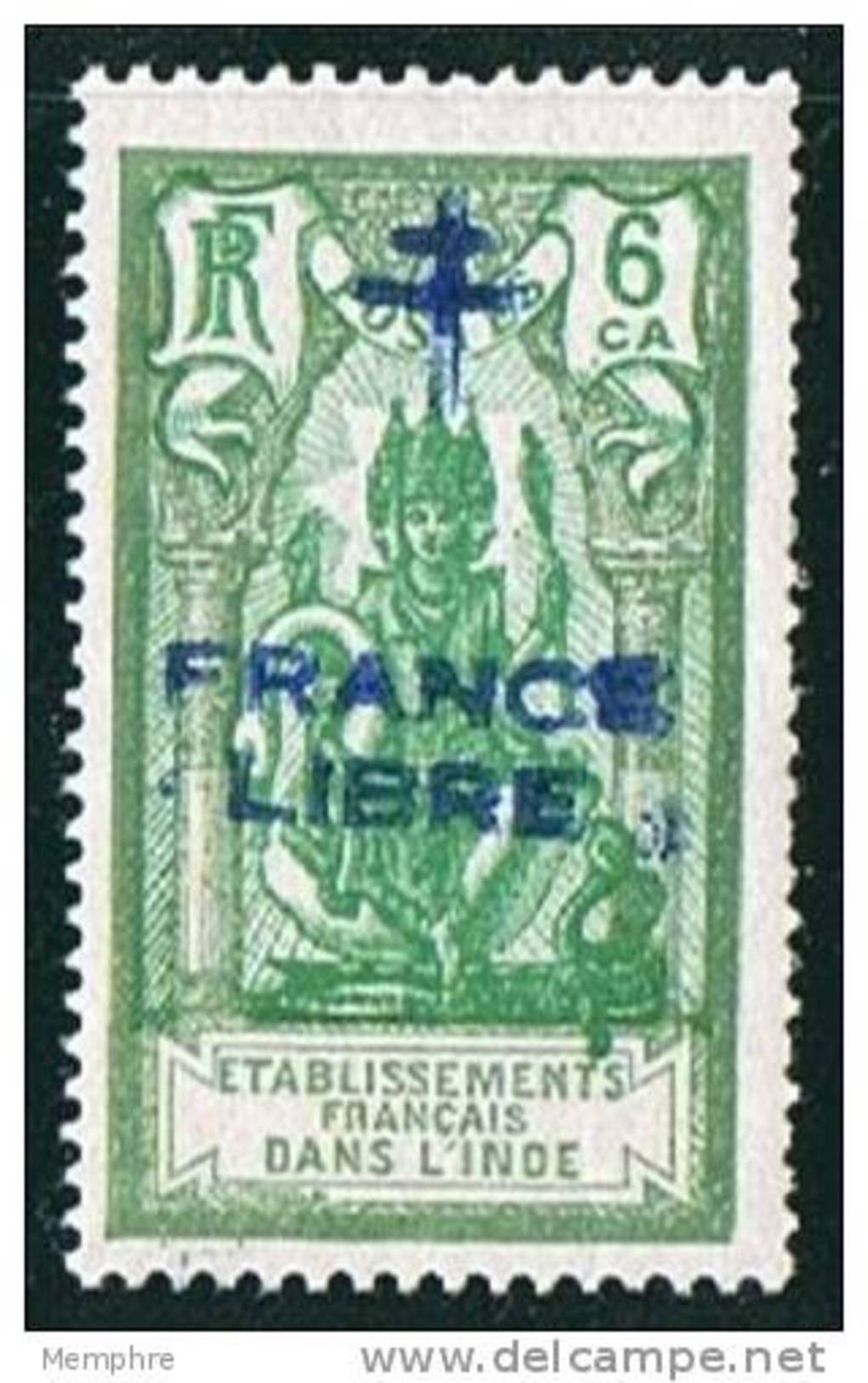 INDE Surcharge »Croix De Lorraine Et FRANCE LIBRE»  Yv 179  ** - Unused Stamps