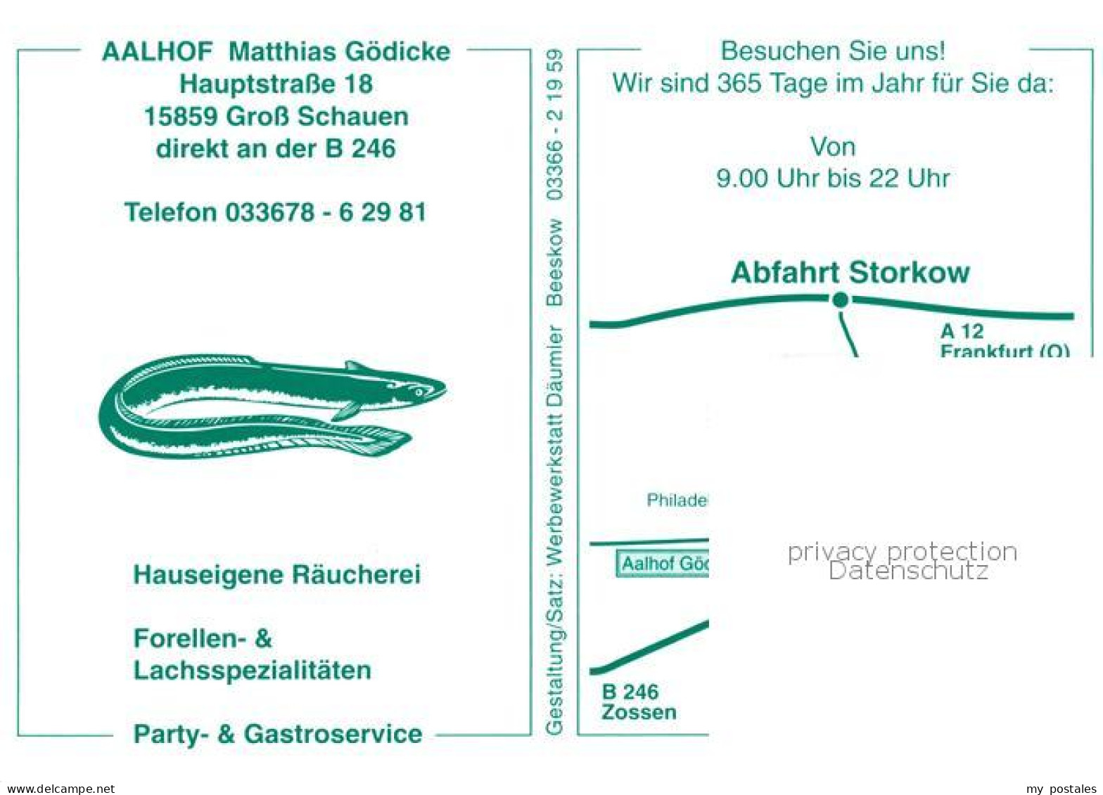 73859258 Gross Schauen Aalhof Terrasse Theke Aalraeucherei Gross Schauen - Storkow